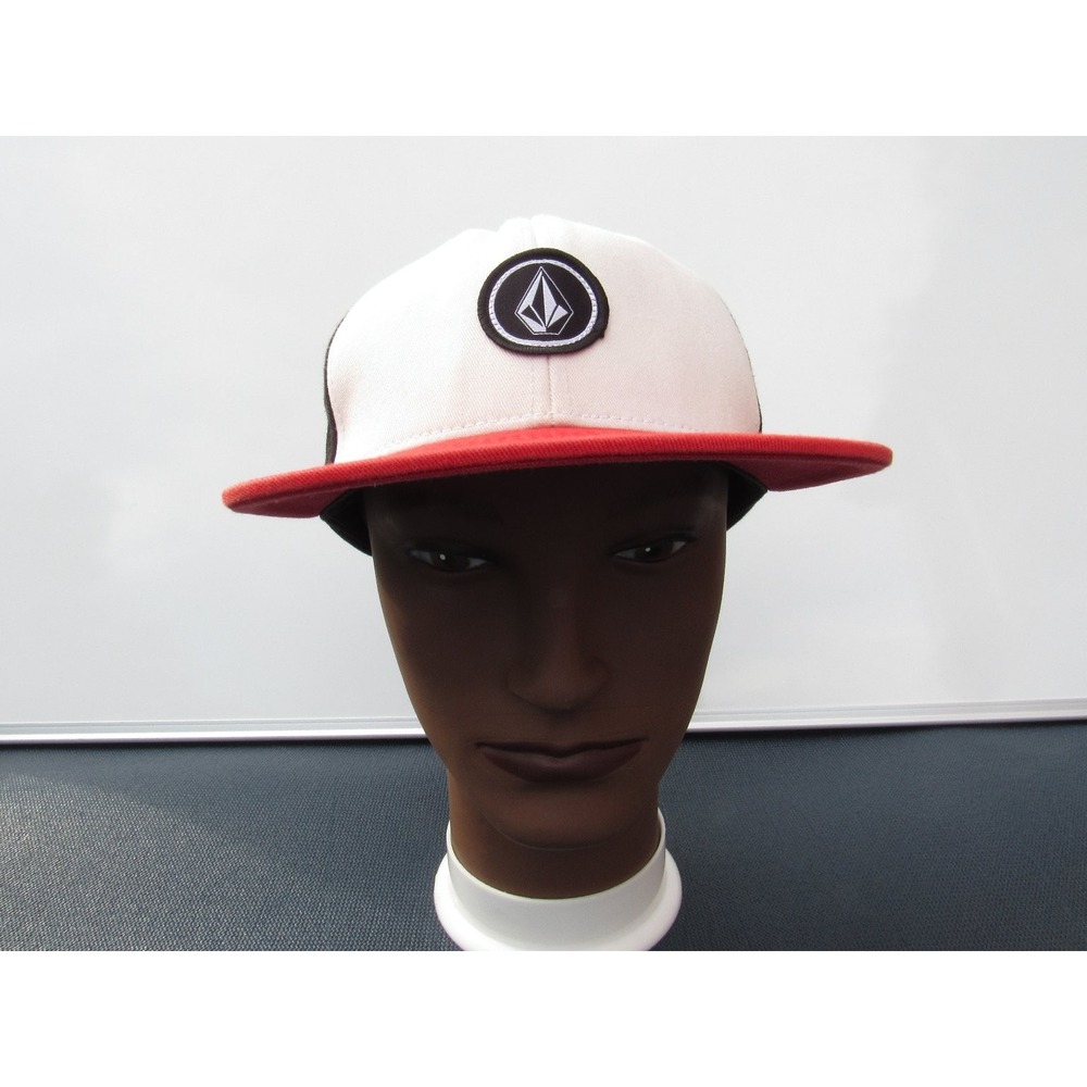 Volcom Snapback Hat‎ D5511561 Men's O/S Adjustable White Red Black Flat Brim